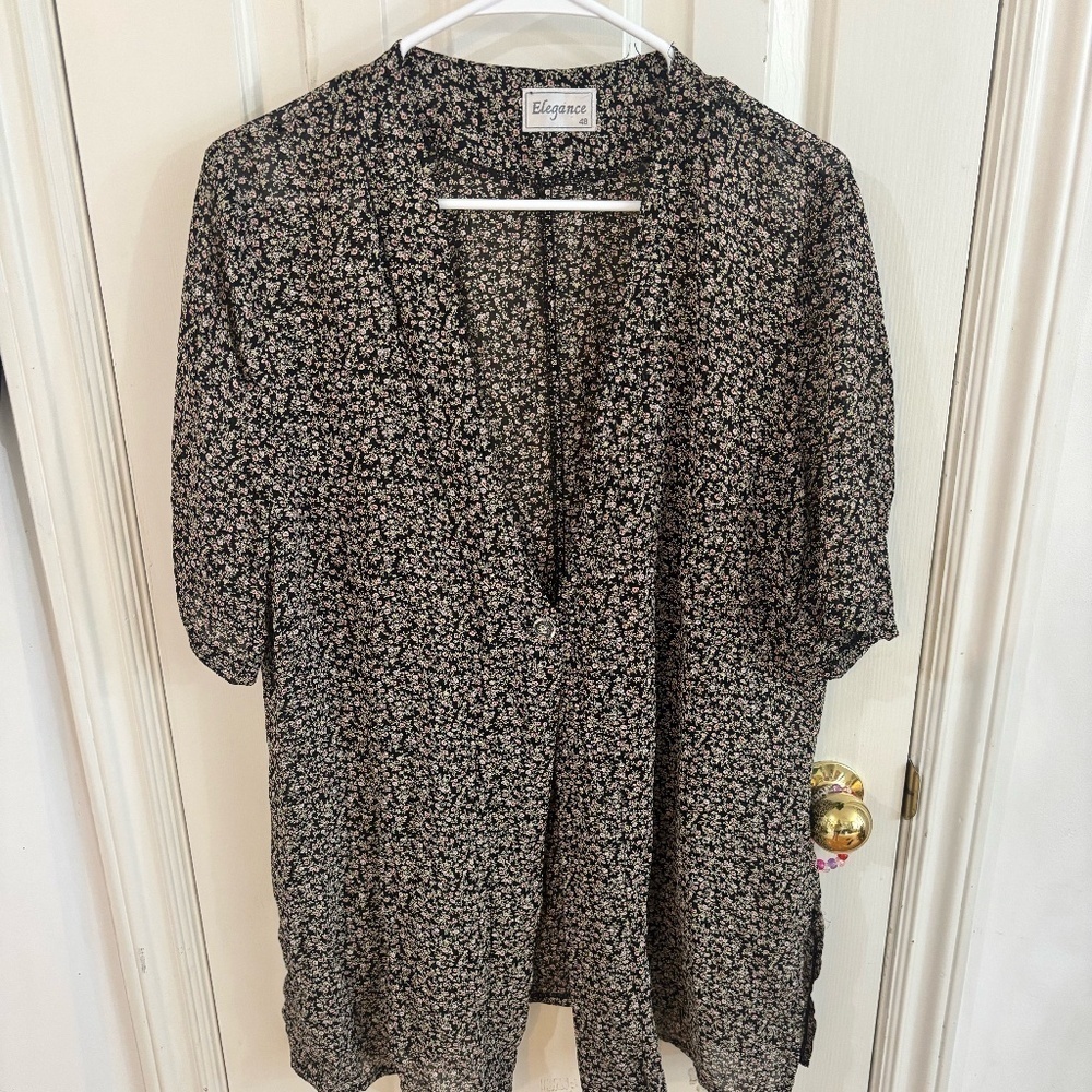 vintage floral single button oversized flowy shirt *taking offer